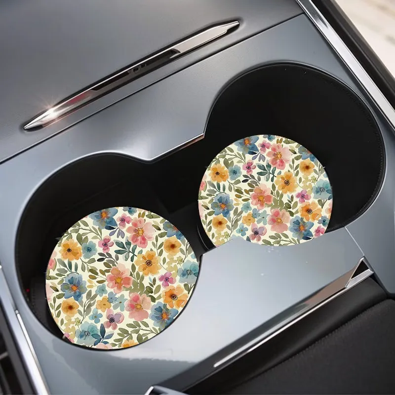 Watercolor Floral Car Coasters