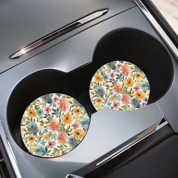 Watercolor Floral Car Coasters