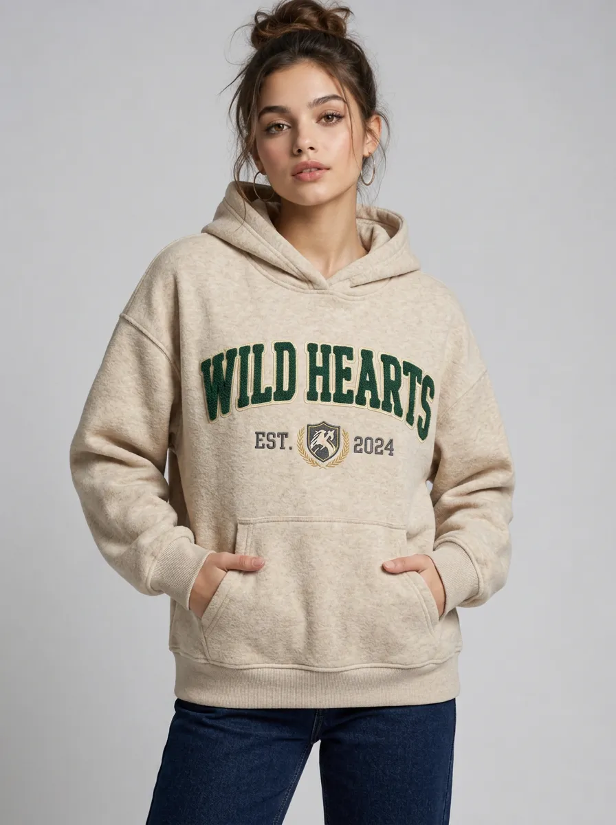 Women's Wild Hearts Aesthetic Shield Printed Hoodie