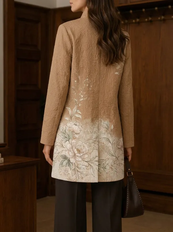 Women's Floral Botanical Art Printed Open Front Jacket