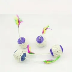 3 Pcs Feather Jute Ball Cat Toy