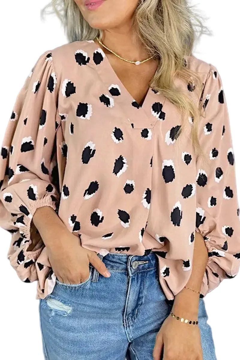 Leopard Print V-Neck Blouse