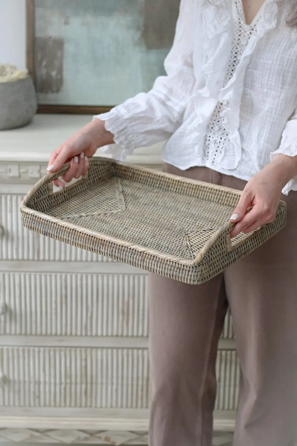 Rattan Rectangular Tray