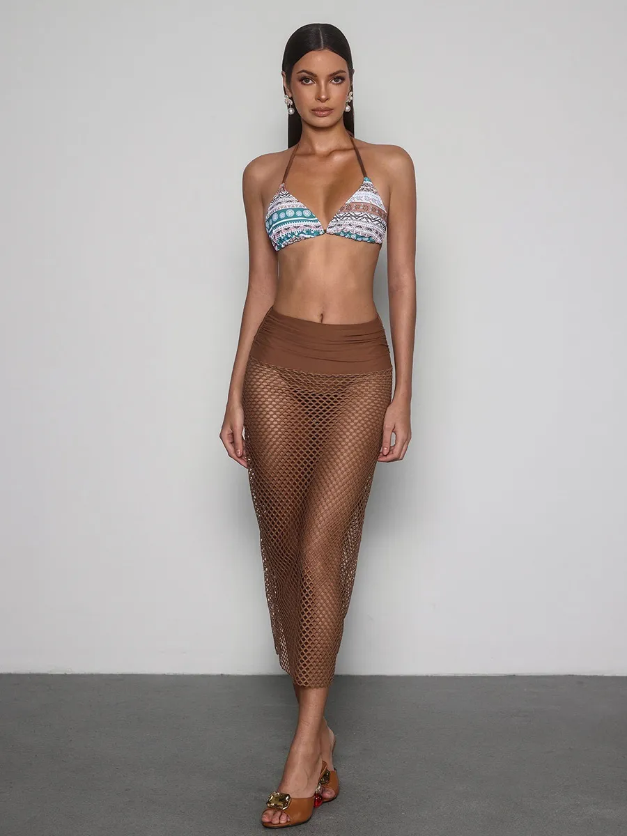 Raquel Printed Cutout Bikini Three Piece Set