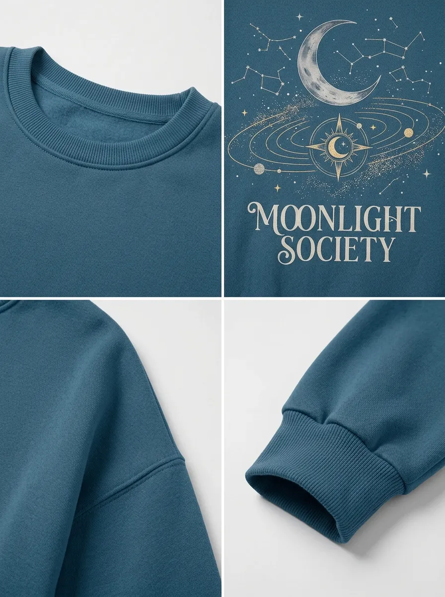 Women's Moonlight Society Celestial Moon Stars Printed T-shirt