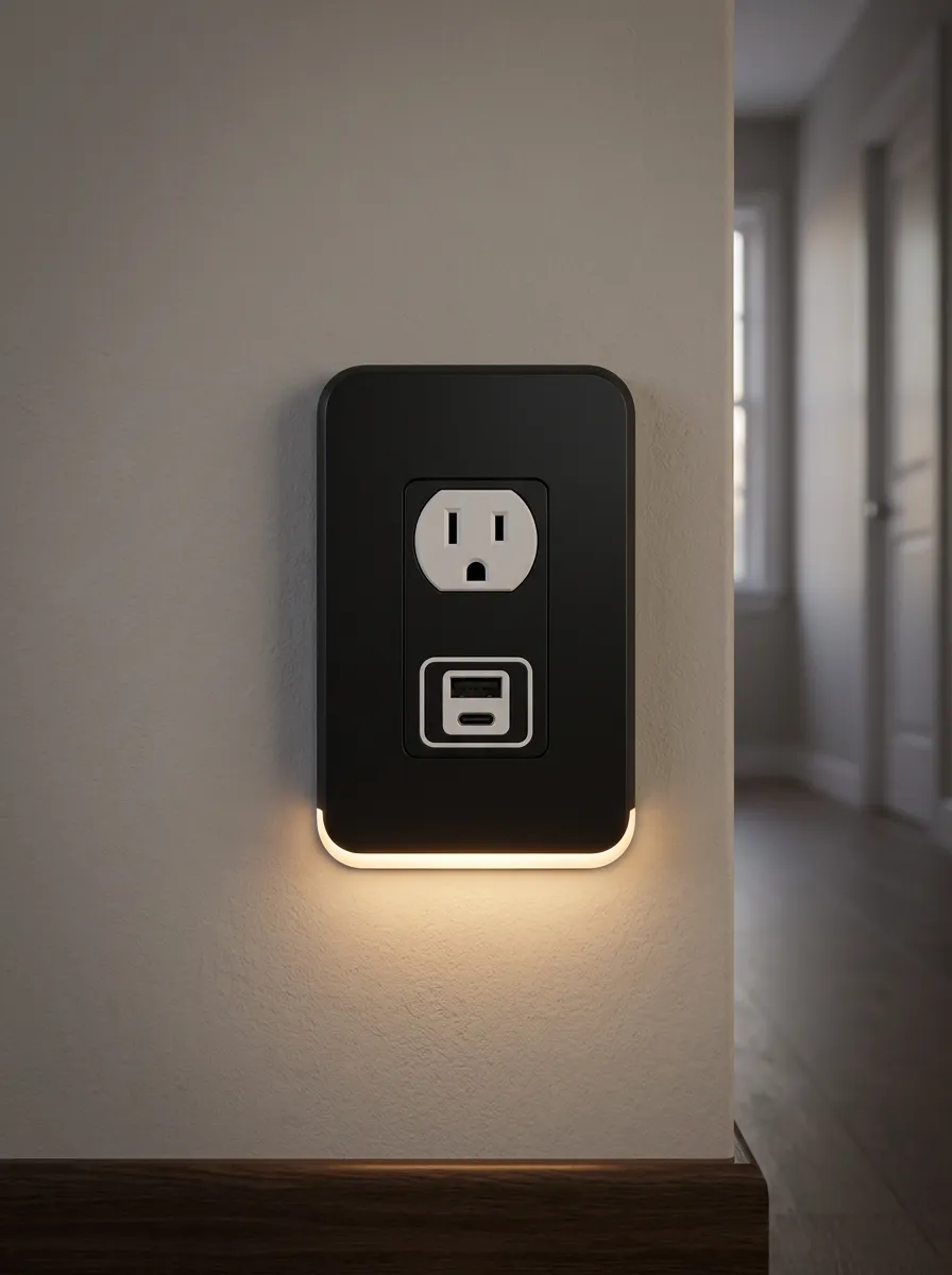 Slim-Bezel Modern Minimalist Black Printed LED Outlet Cover