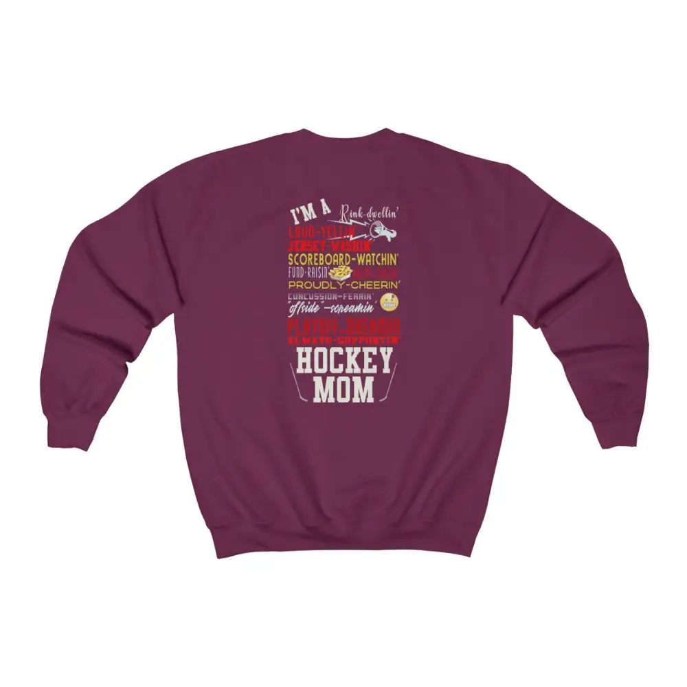 Mom Support Back Print Hockey Graphic Crewneck Sweatshirt