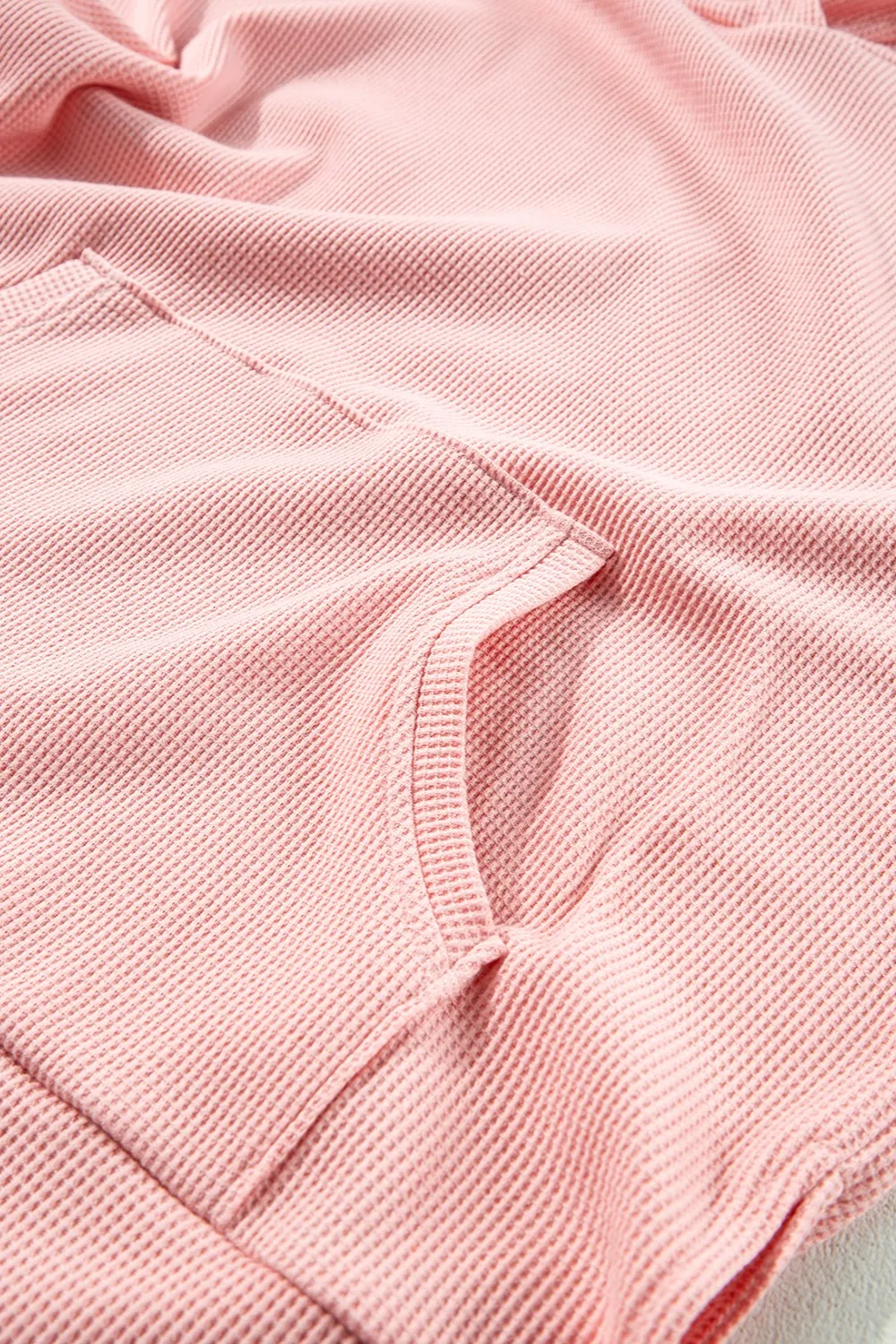 Long-Sleeve Waffle-Textured Knit Hoodie