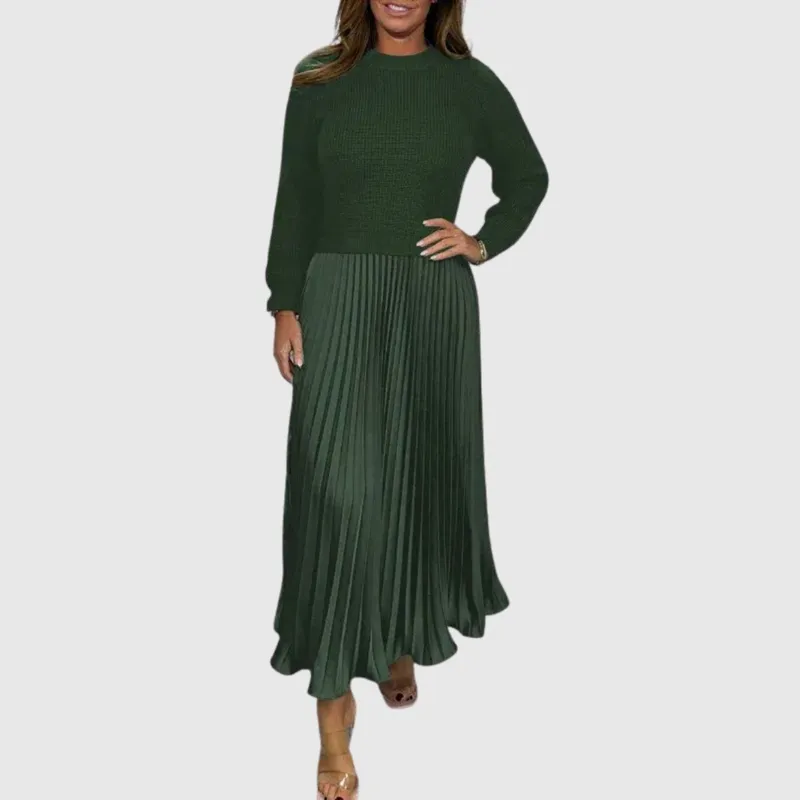 Maxi Dress with Sweater and Pleated Skirt