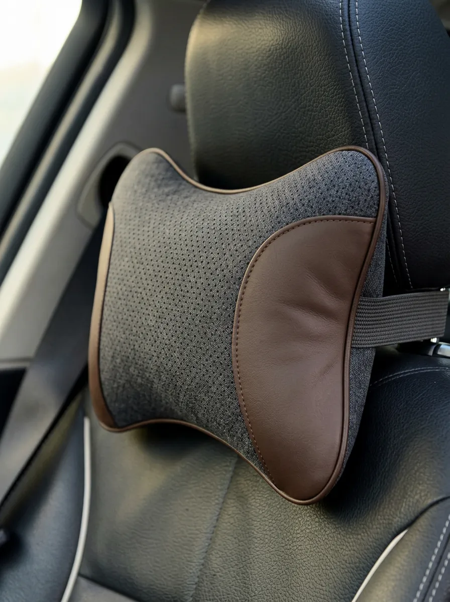 Neck-Support Mesh Leather-Texture Car Neck Support Pillow
