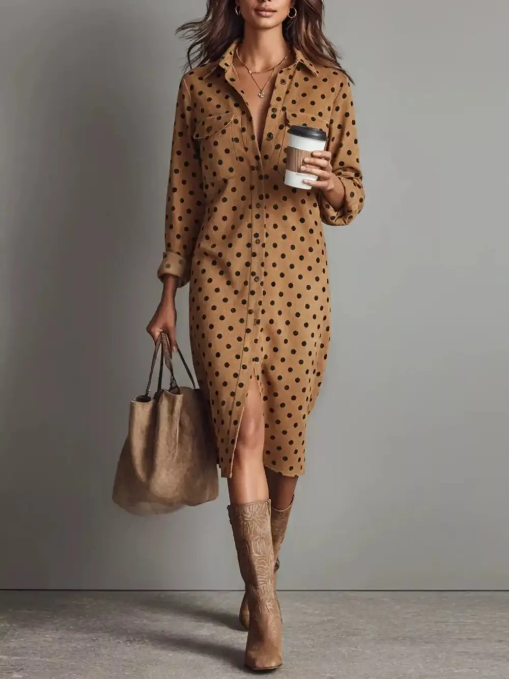 Cotton Polka-Dot Midi Dress