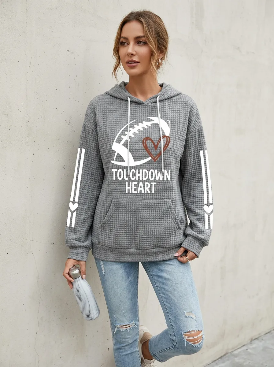 Women's Game Day Inspired Gridiron Heart Ball Love Graphic Hoodie