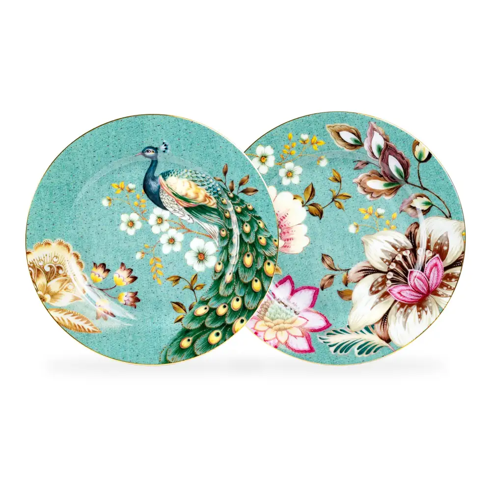 Peacock Lotus Garden Porcelain Dessert Plate
