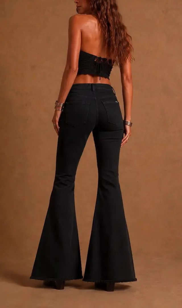 Flare Studded Detail Western Style Everyday Denim Jeans
