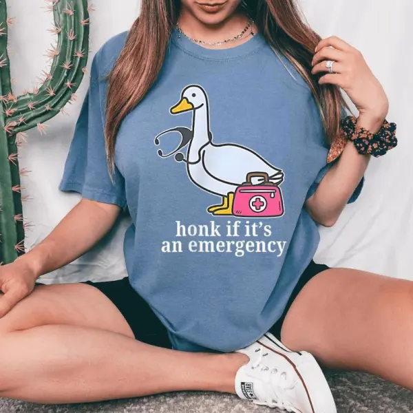 Honk If It's An Emergency Registered Goose Nurse Women Women's Oversized Comfort T-Shirt
