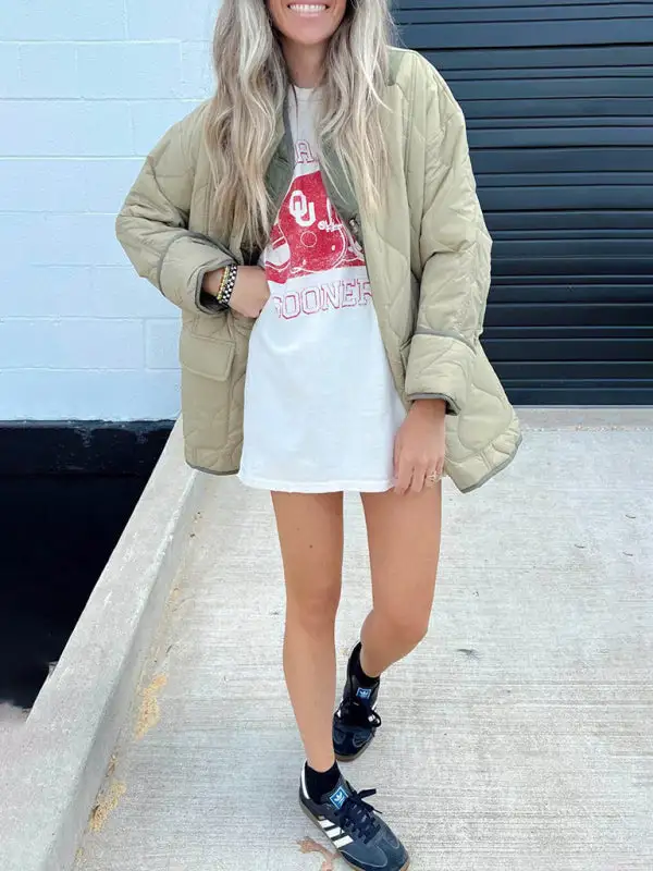Hooded Collared Round-Neck Quilted Jacket