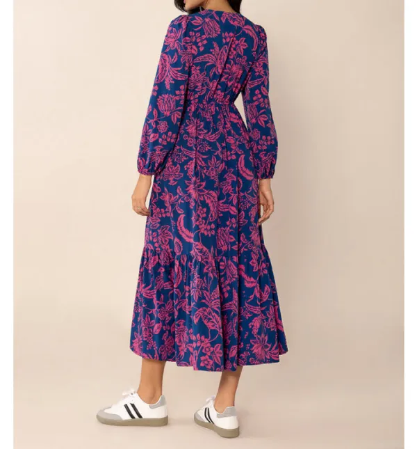 Midi V-Neck Long Sleeve Midi Dress