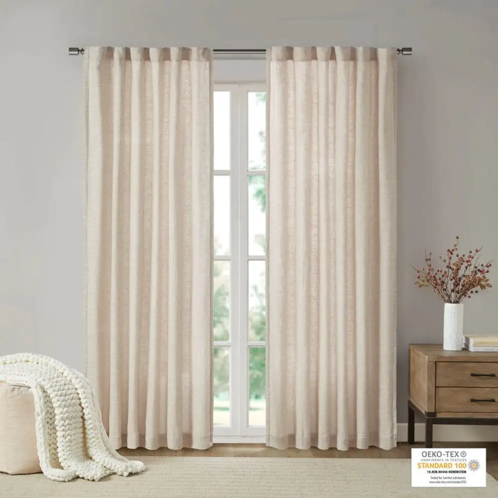 Light Filtering Linen Back-Tab Curtain Panel