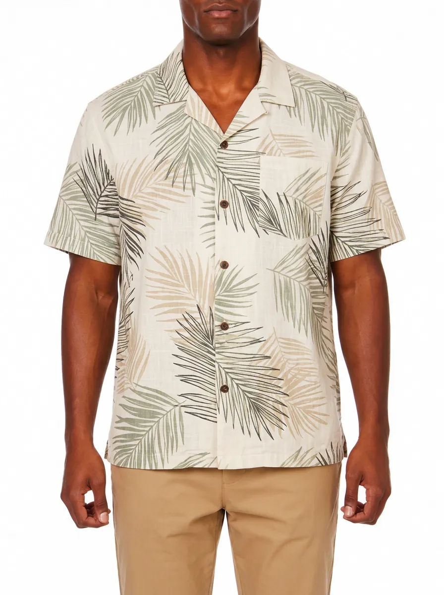 Men's Tropical Summer Palm Leaf Printed Shirt