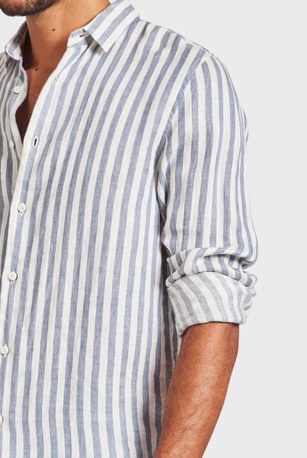 Vertical Stripe Cotton Casual Button Down Shirt