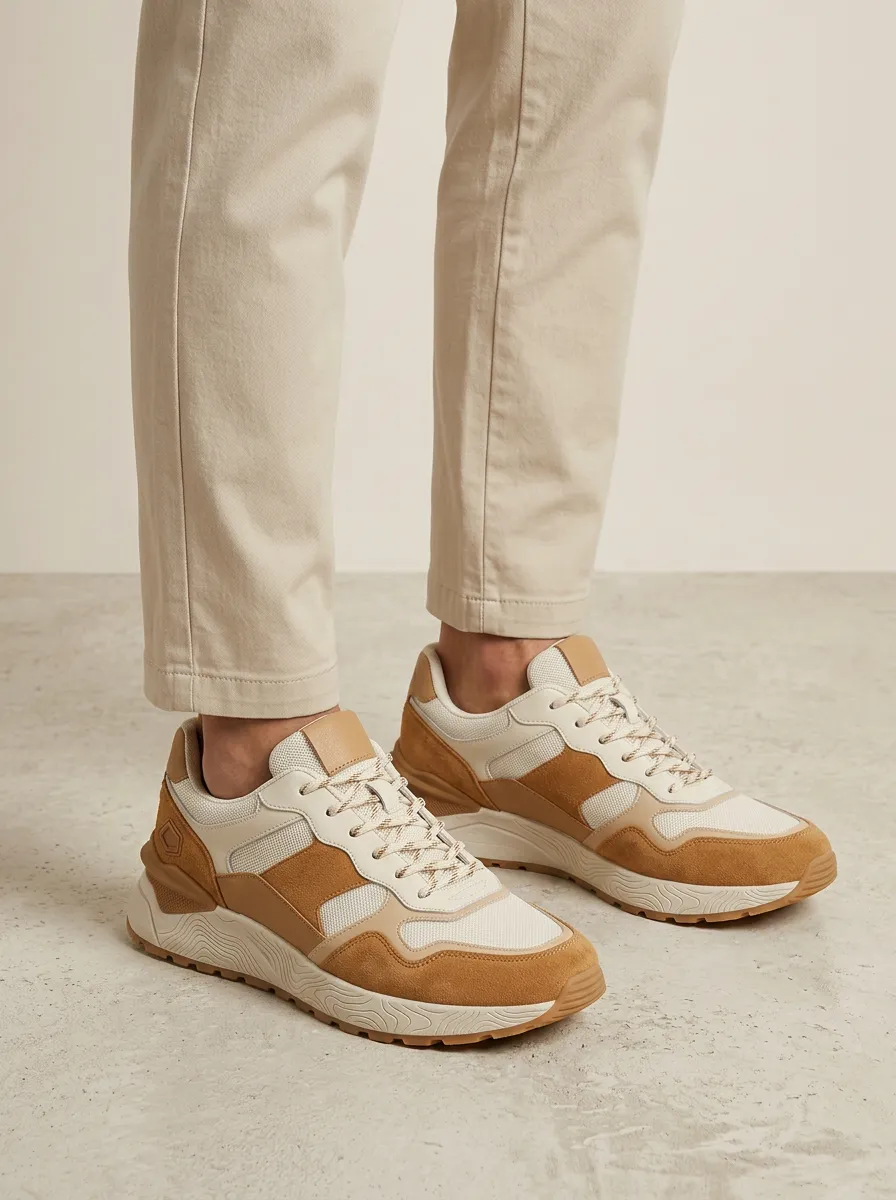 Men's Everyday Casual Minimalist Suede Mesh Print Sneakers