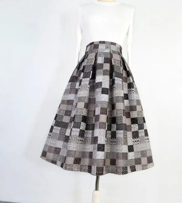 Balanced Clean Everyday Casual Checked Skirt