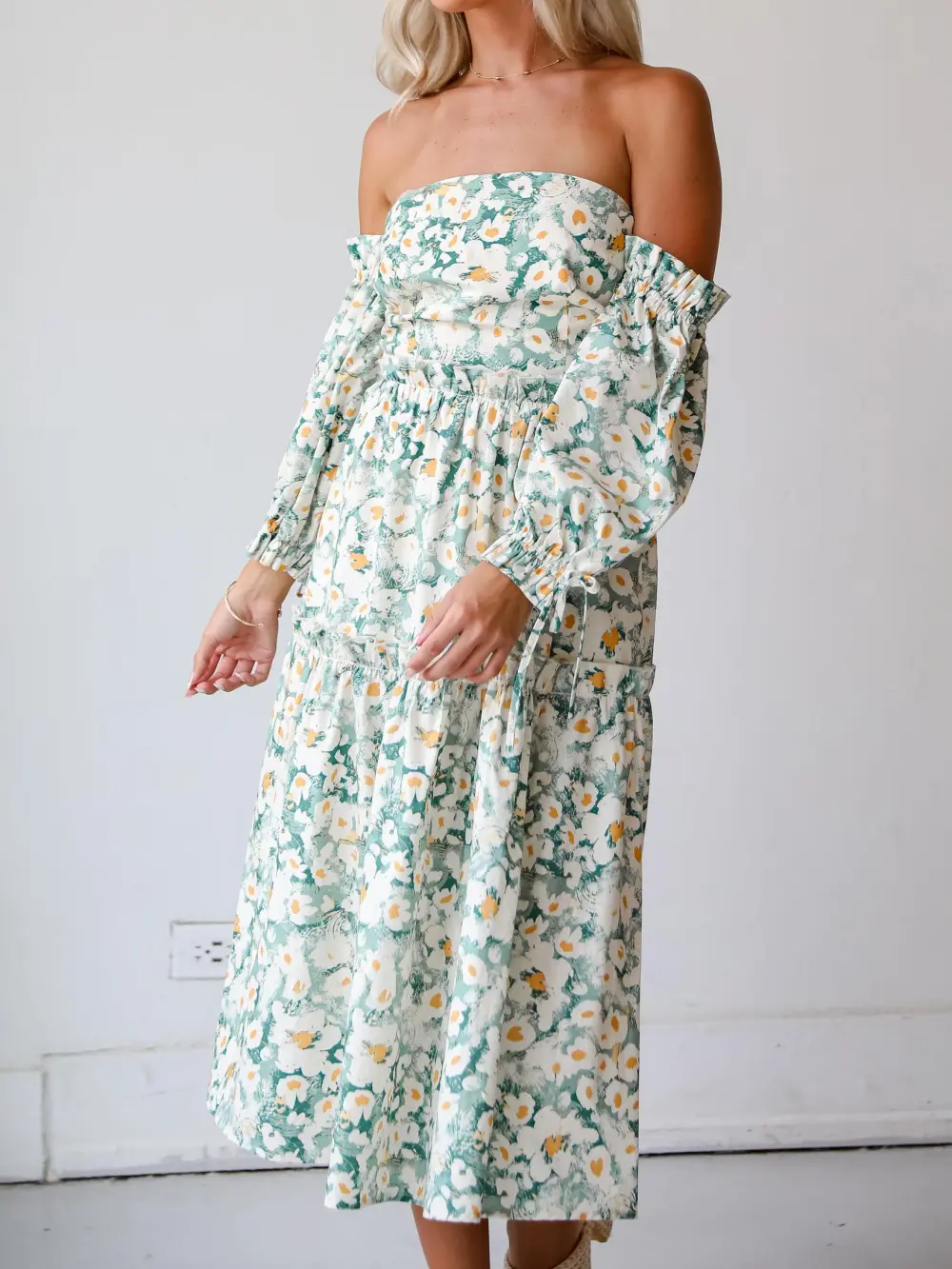 Floral Off-The-Shoulder Midi Dress