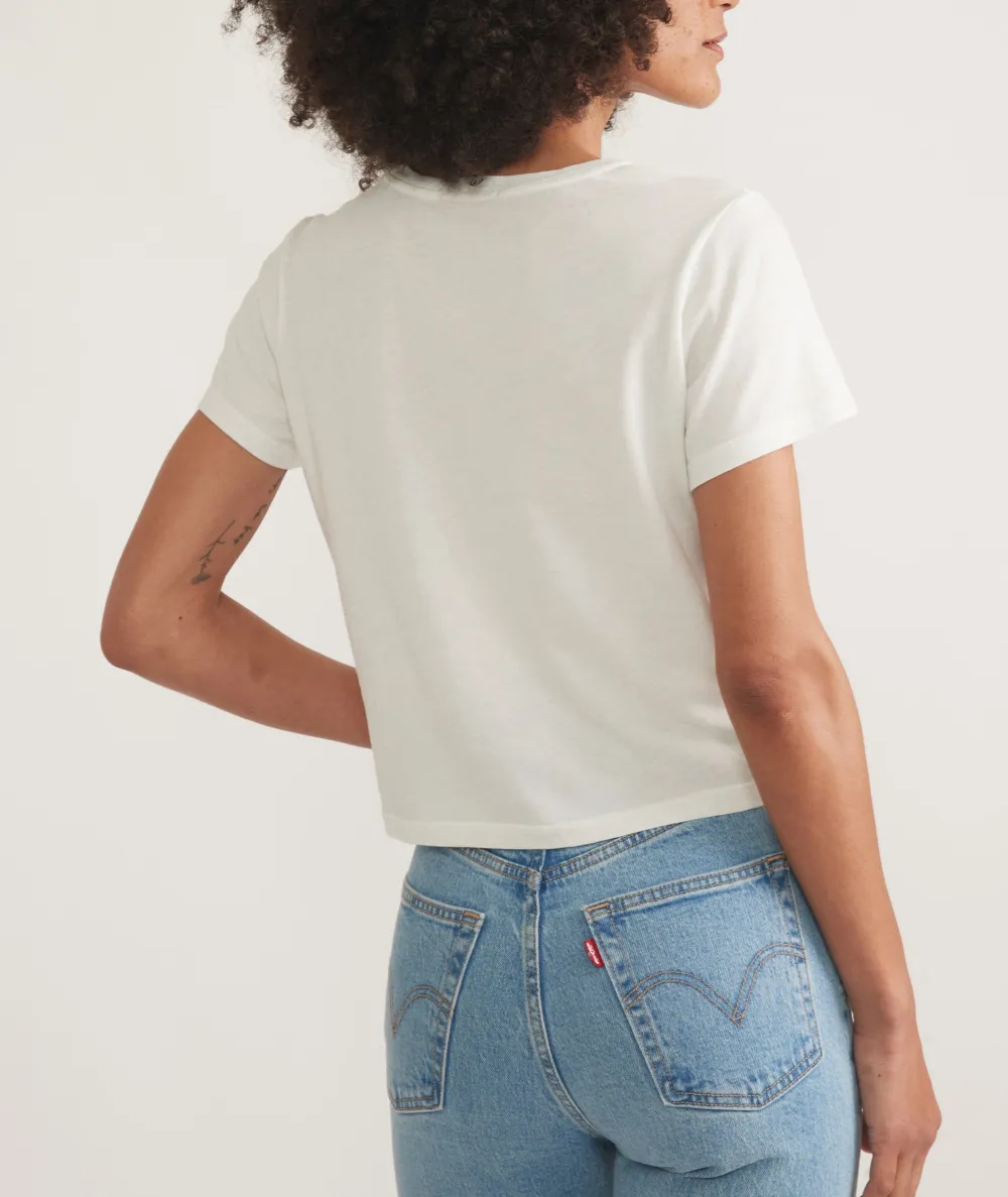 Cropped White Crew Neck Trendy Tee