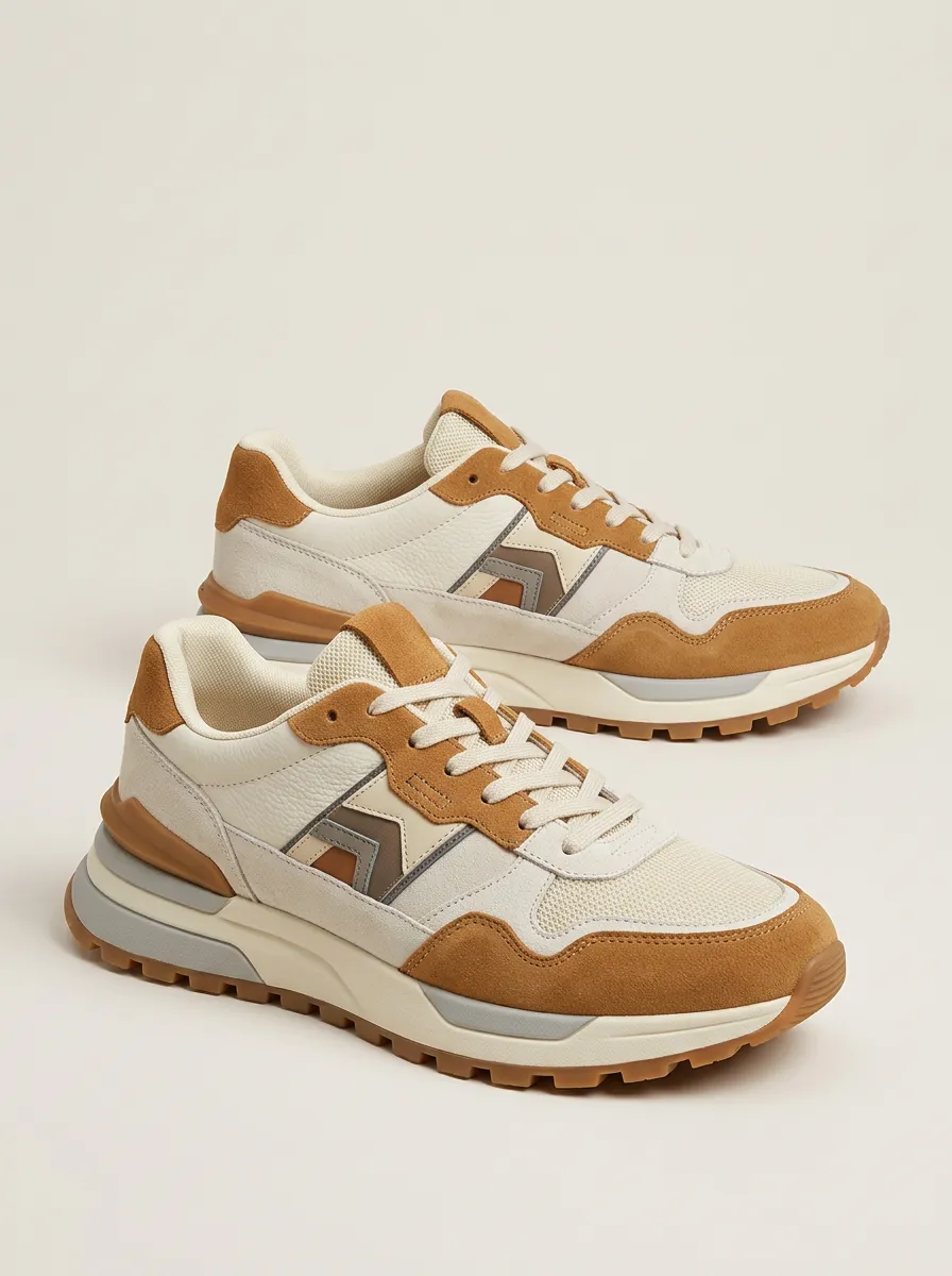 Unisex Casual Retro Suede Mesh Print Sneakers