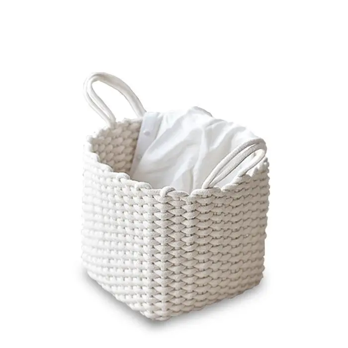 Woven Square Cotton  Laundry Basket