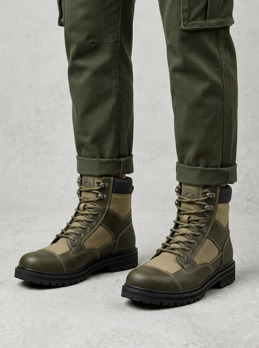 Unisex Urban Outdoor Enthusiast Topographic Pattern Print Work Boots