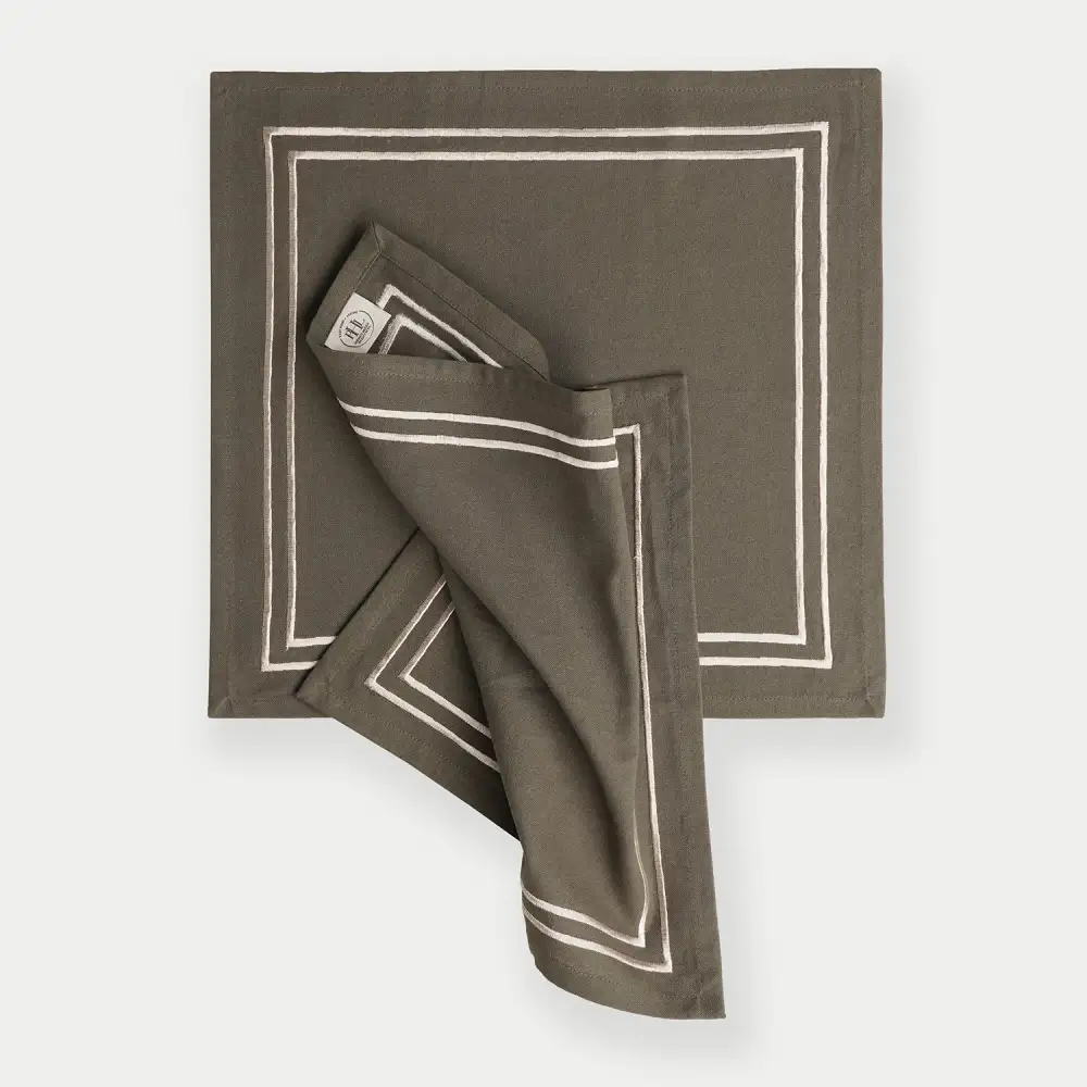 Taupe Embroidered Cotton Napkins