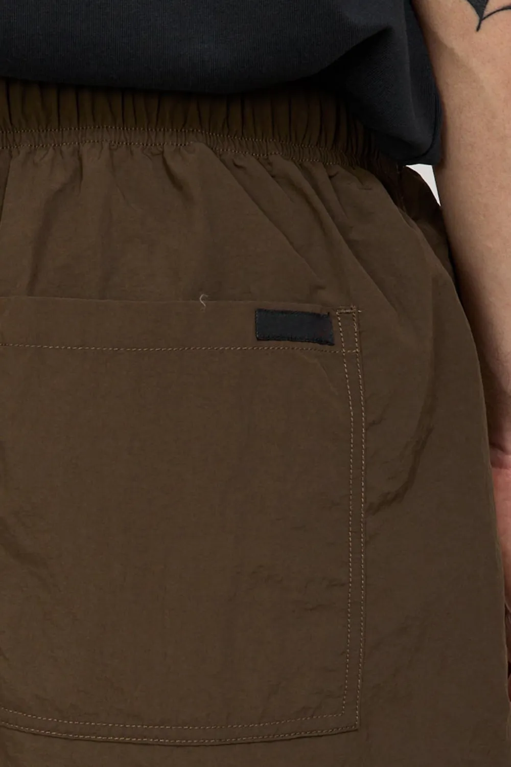 Deep Brown Nylon Loose Fit Shorts