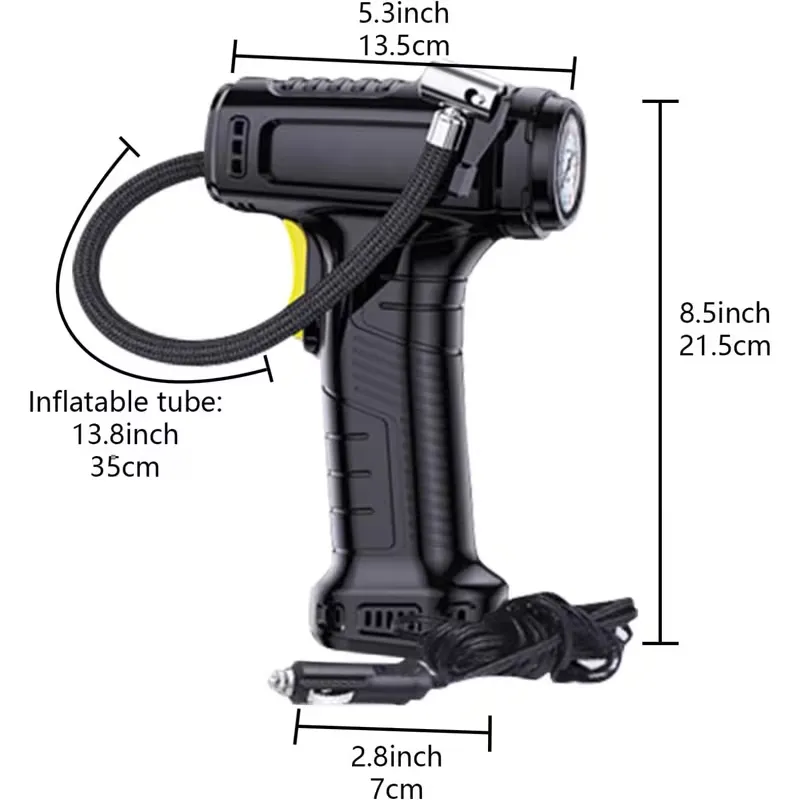 Handheld Tire Inflator Gun with Pressure Gauge