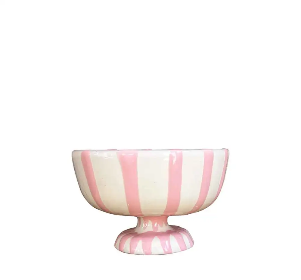 Striped Hand-Painted Ceramic Dessert Cup