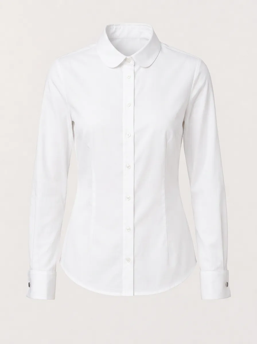 Women's White Peter Pan Collar Button Down Shirt