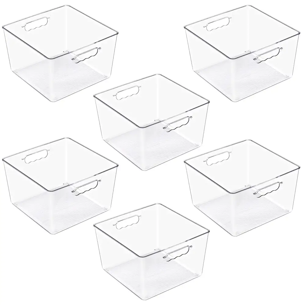 Clear Cube Storage Bins With Handles
