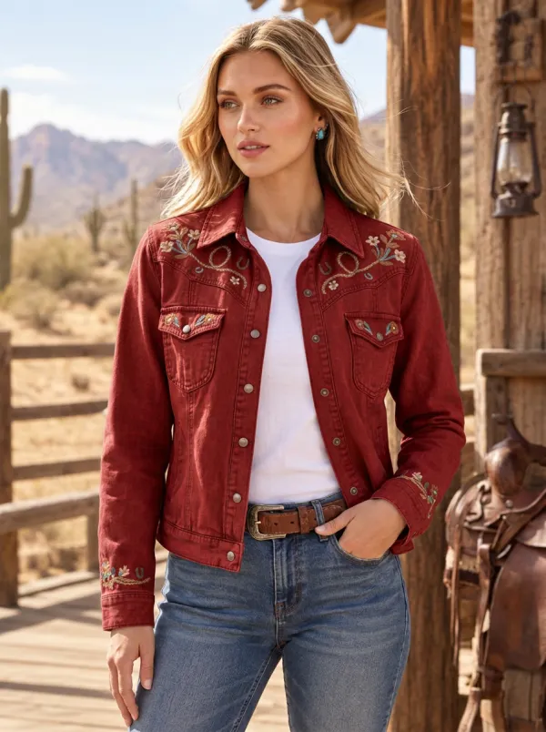 High Plains Horseshoe Horse Floral Detail Women's Western Jacket