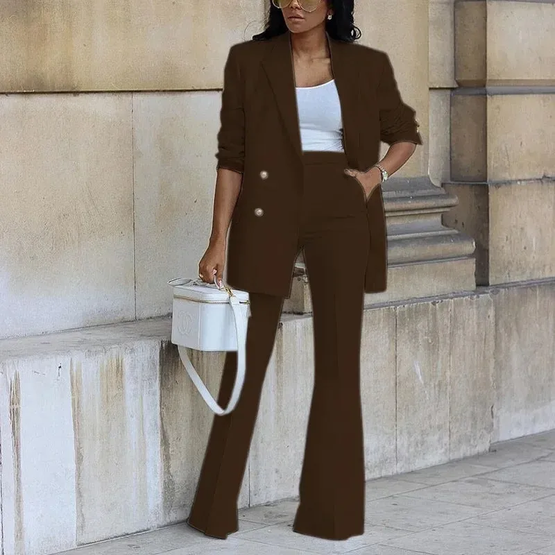 Polished Formal Suit Set with Tailored Long Blazer