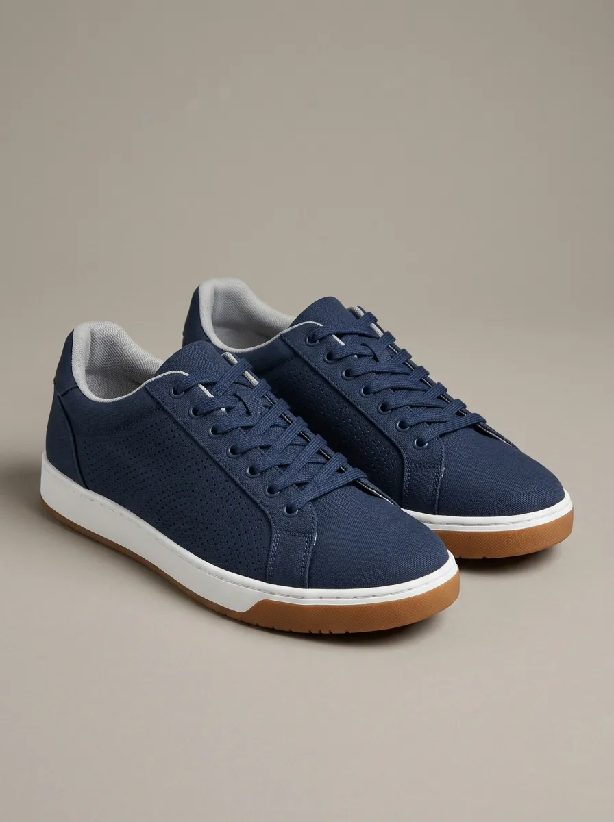 Men's Perforated Canvas Casual Sneakers