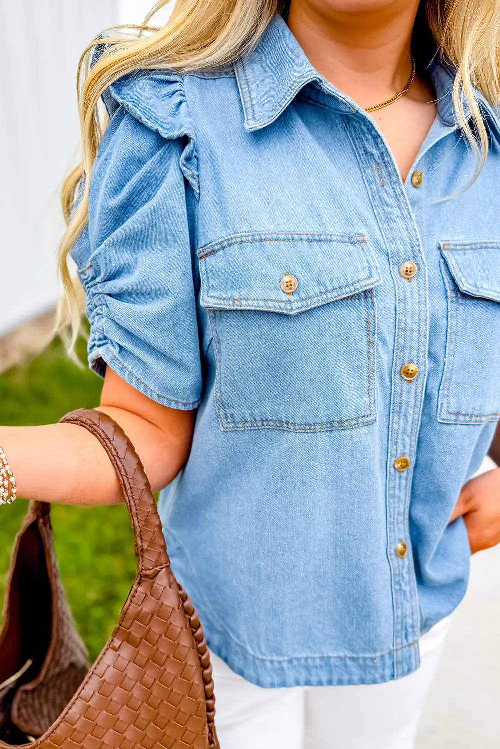 Ruffled Puff Sleeve Shirt Blouse