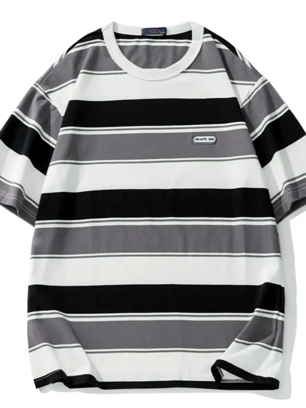 Striped Crew Neck Half Sleeve Tee