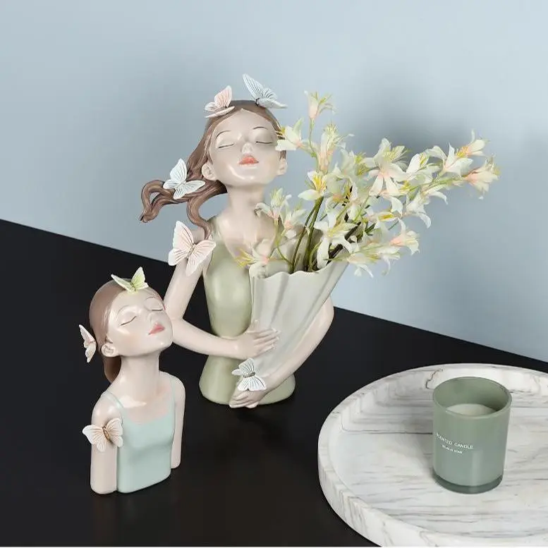Graceful Girl Vase Sculpture