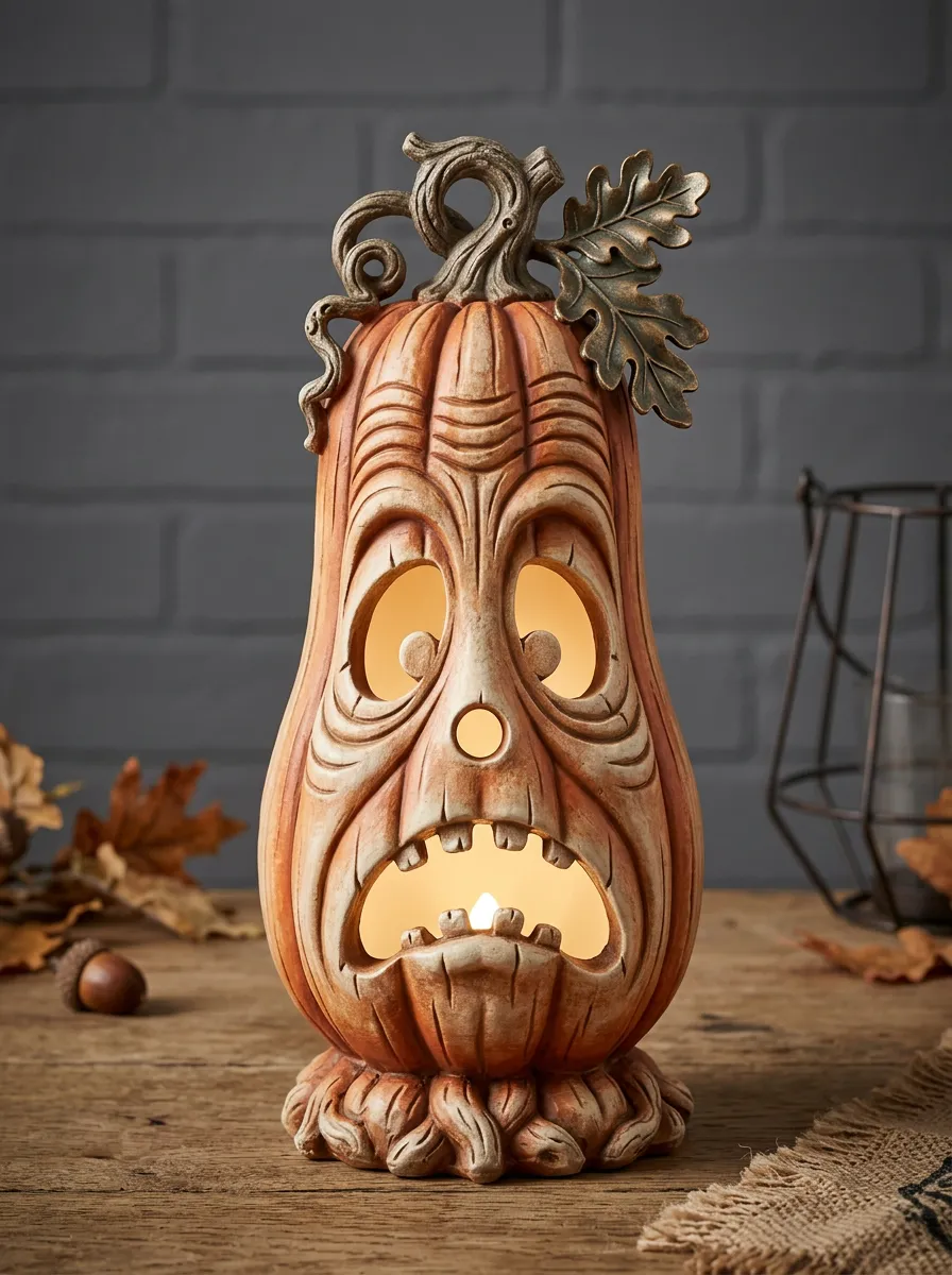 Halloween Spooky Carved Pumpkin LED Table Ornament