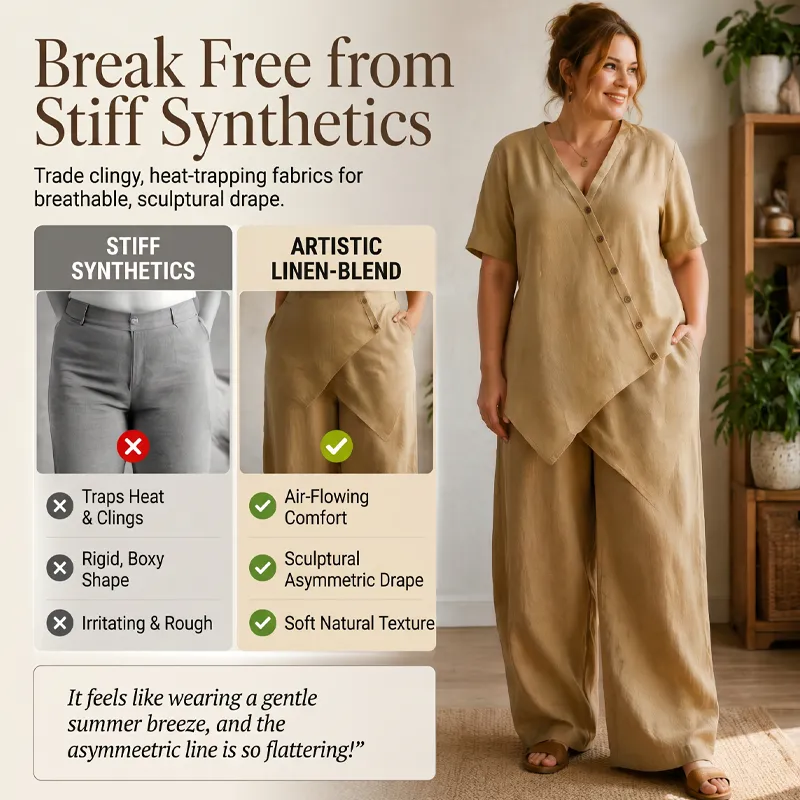 ⌛Limited-Time Offer-Women's Asymmetrical Top & Wide-Leg Pants Set