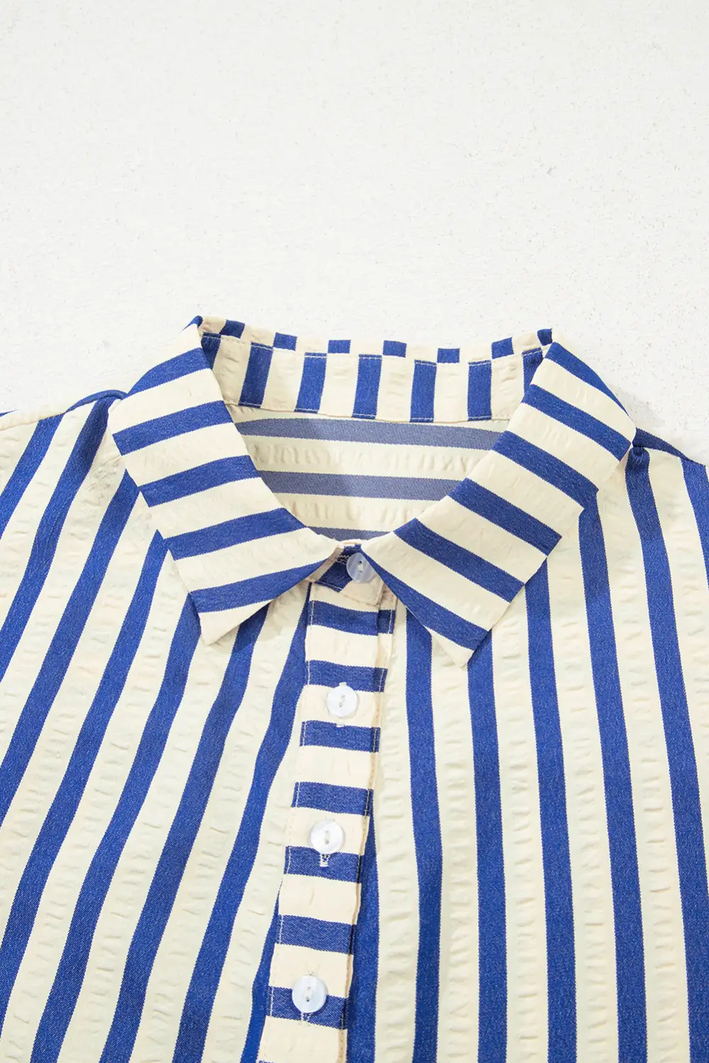 Striped Half Button Pocketed Mini Dress