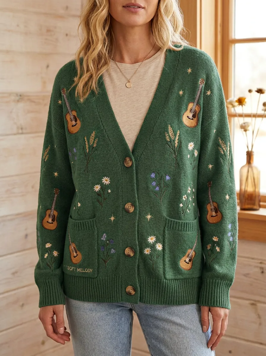 Rustic Heritage-Look Women's Country Music Knit Cardigan