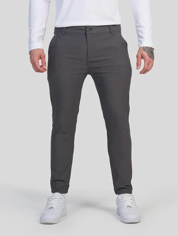 Grey Slim Fit Stretch Pants