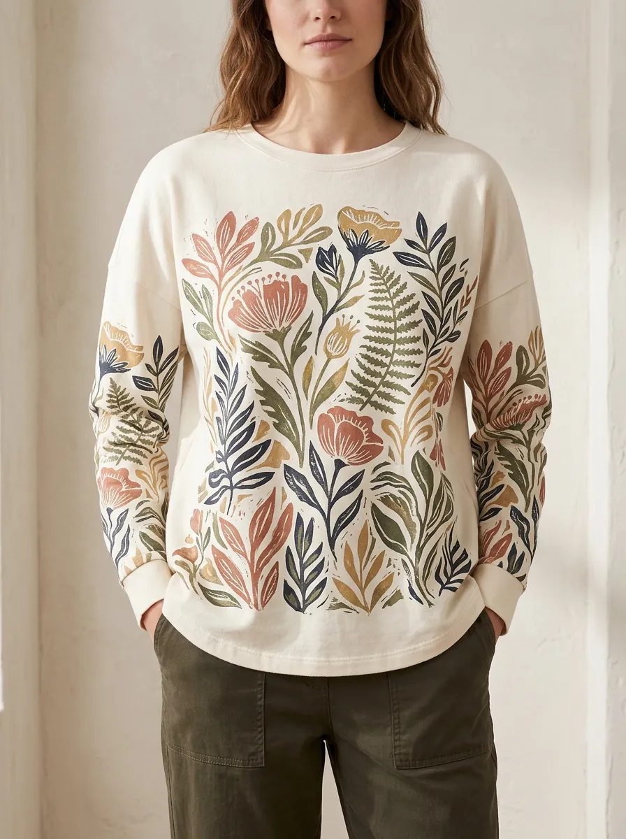 Botanical Nature Lover Floral Block Sweatshirt