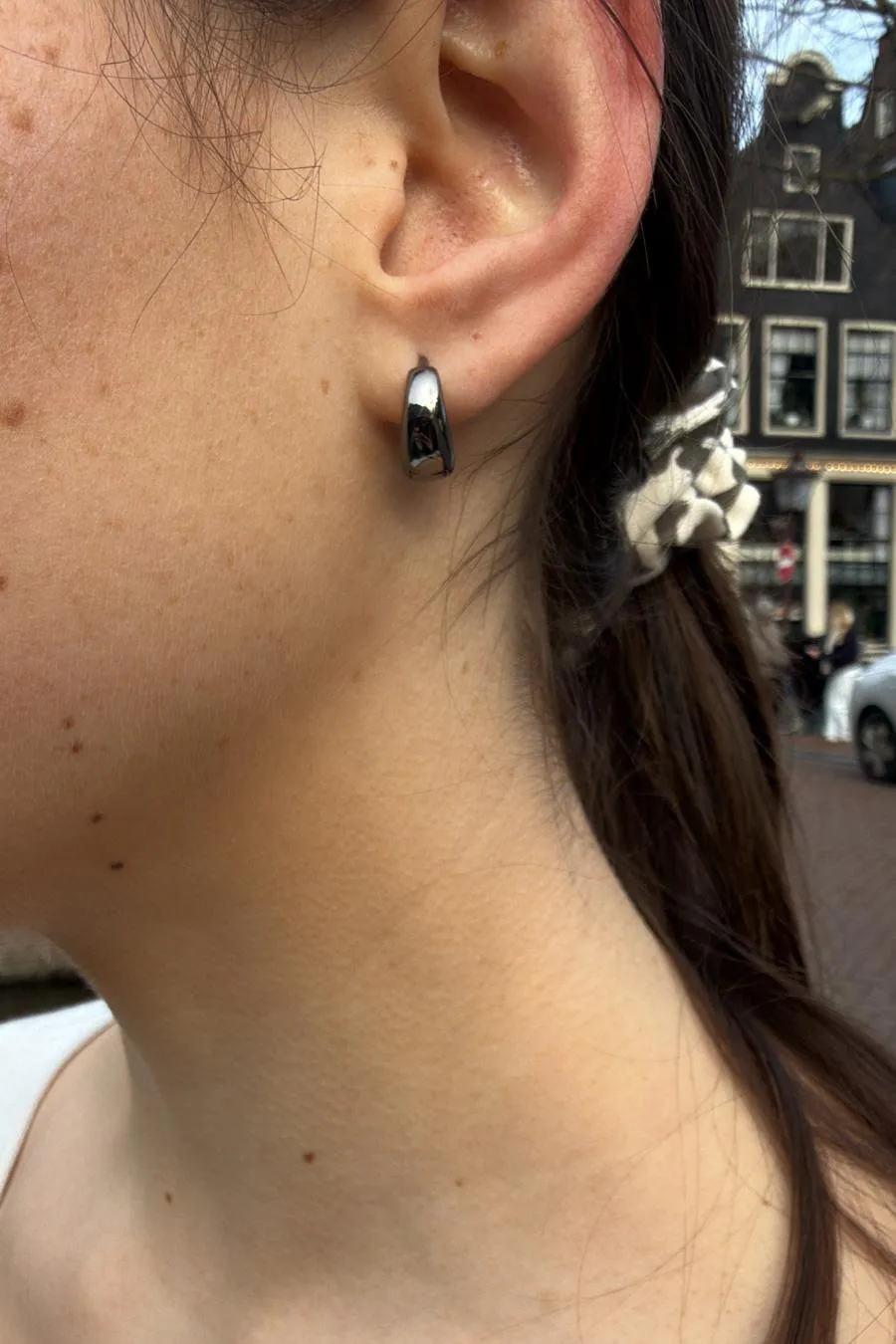 Black Mini Infinity Hoop Earrings